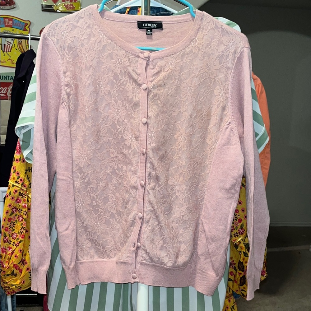 Elementz Light Pink Lace Cardigan
